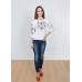 Embroidered t-shirt with 3/4 sleeves "Slavic Charm" red on white